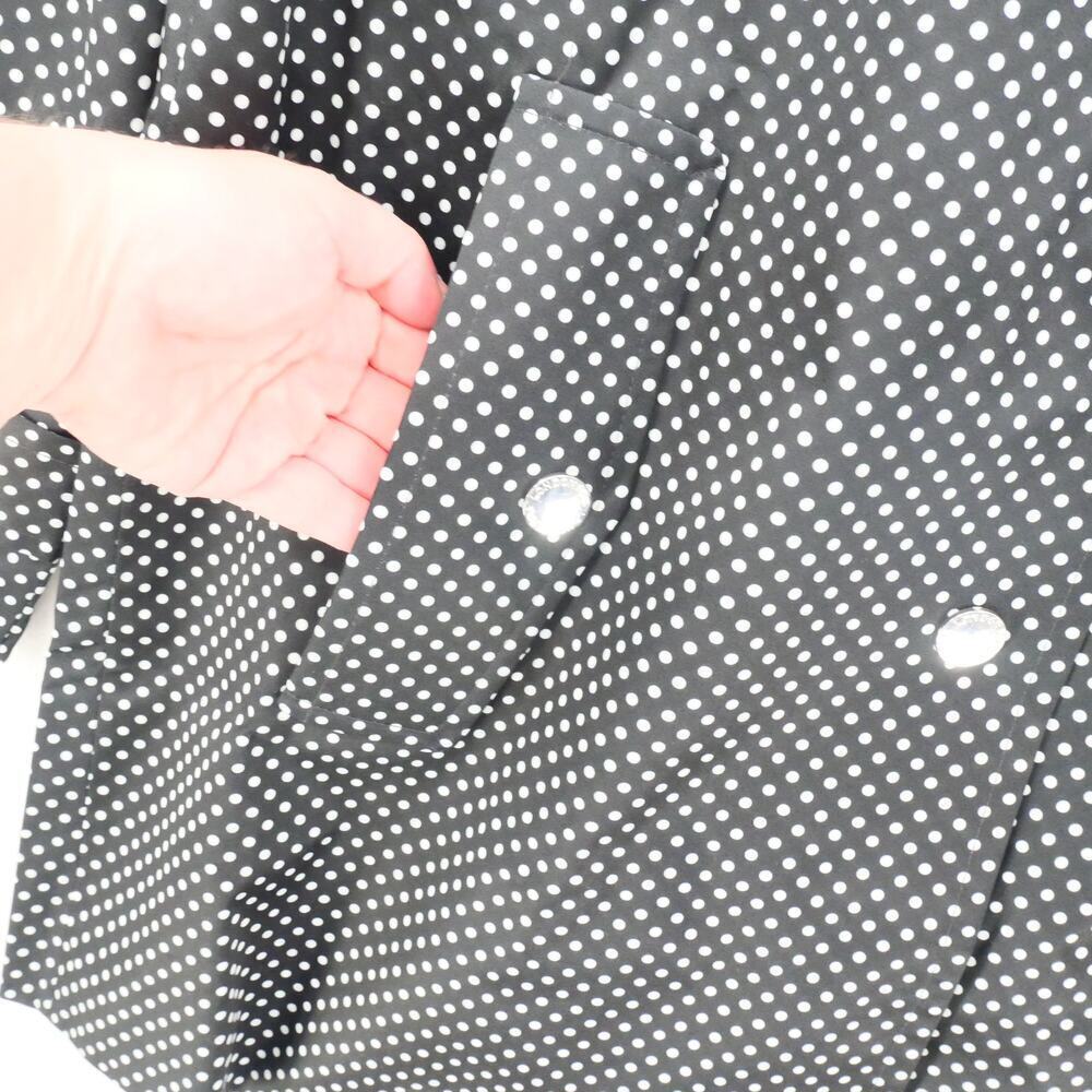 NEW London Fog Women's Small Belted Trench Coat Rain Jacket Black White Dot - Picture 8 of 15